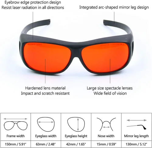 Vista 2 de JILERWEAR gafas protectoras profesionales del laser 190nm-540nm, se pueden utilizar para el grabado del laser, retiro del punto de la belleza