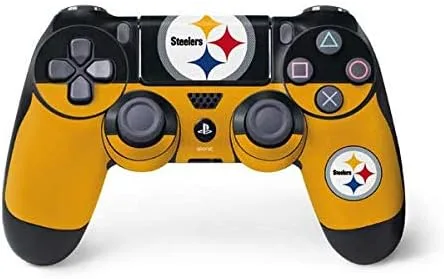 Vista 14 de Skinit Calcomanía para juegos compatible con el controlador de PS4, diseño desgastado con licencia oficial de los Pittsburgh Steelers de la NFL