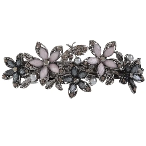 Vista 4 de Pasadores de pelo de perlas, pinzas de cristal para el cabello, diseño francés, para novia, diamantes de imitación, elegante soporte para cola