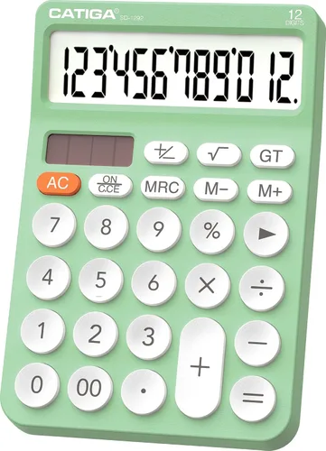 Vista 9 de CATIGA Calculadora de escritorio de 12 dígitos Calculadora de escritorio básica con pantalla LCD grande, botones grandes, 4 funciones, energía solar