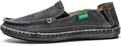 Vista 2 de CASMAG Zapatos de tela para hombre, estilo casual, zapatos de lona antideslizantes para ocio, estilo vintage, zapatos náuticos planos