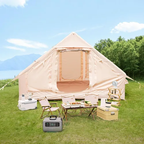 Vista 12 de Inflatable Tent with Pump, Glamping Tents for 4-6 Person, Easy Setup 4 Season Outdoor Tent, Water-Proof Luxury Glamping with 12 Mesh Window
