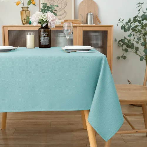 Vista 7 de Biscaynebay Auqa - Mantel cuadrado de 54 x 54 pulgadas, mantel de tela con tarjeta azul Auqa, pequeño, plegable, resistente al agua, para cocina