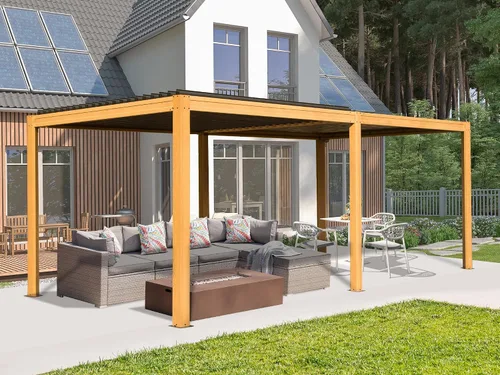 Vista 26 de Domi Pergola Screen All Aluminum, sombra de privacidad, 1 paquete, marrón