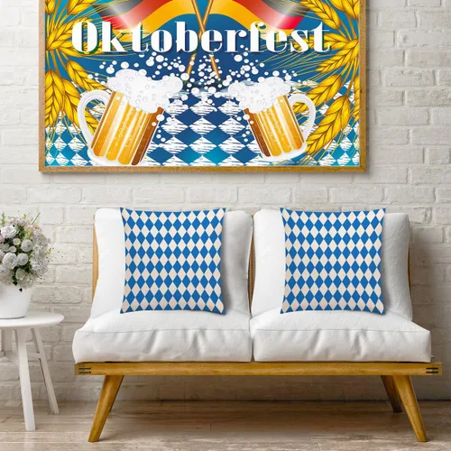 Vista 3 de Nepnuser Fundas de almohada Oktoberfest de 18 x 18 pulgadas, decoración de fiesta de cerveza alemana bávara para decoración de fiestas, para cama