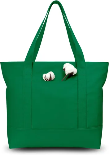 Vista 50 de TOPDesign Paquete de 1 bolsa de lona con bolsillo externo, bolsa de compras reutilizable para comestibles, cierre de cremallera superior, artículos