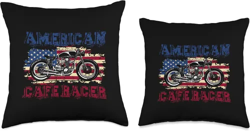 Vista 3 de American Cafe Racer Motorcycle Apparel and Merch American Cafe Racer Biker Men Women Adult Teens Boys Girls Throw Pillow, 16x16, Multicolor