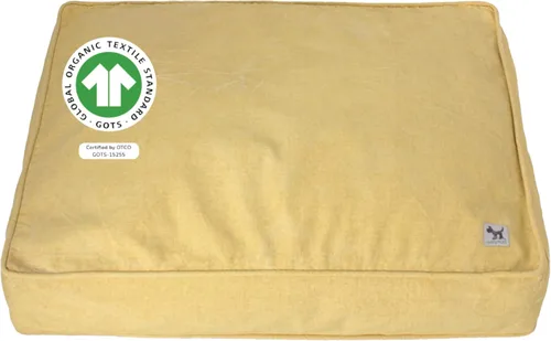 Vista 45 de Molly Mutt Pequeña Funda para Cama de Perro, Amarillo por la Mañana, Verde Oliva y Azul Claro