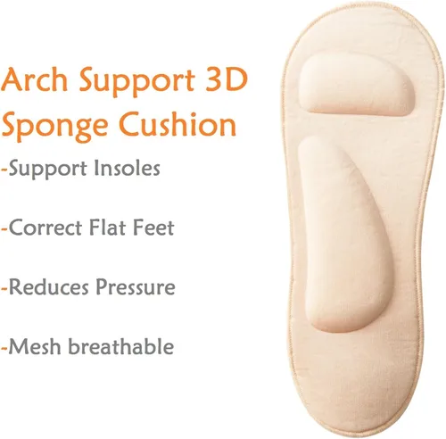 Vista 4 de 2 pares de calcetines con arco de soporte, de nylon, acolchados, invisibles para mujer