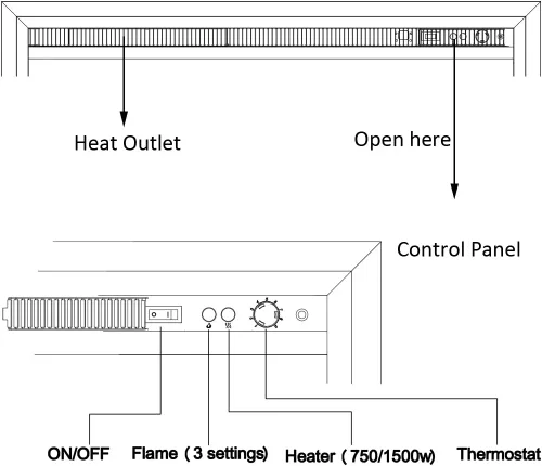 Vista 4 de RICHFLAME Gavin 23 Pulgadas Chimenea Eléctrica de Inserción con Tronco y Altavoz, Diseñada para Montaje en Pared, Apertura para Quema de Madera