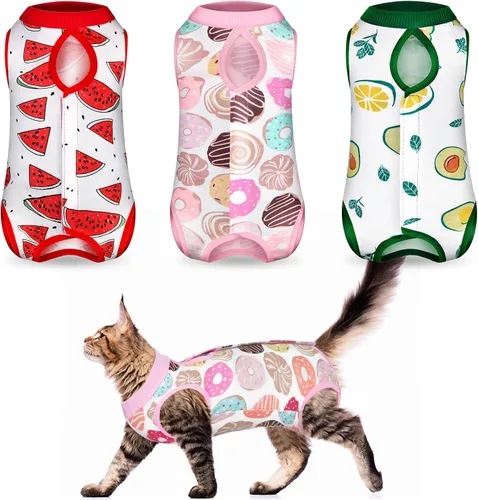 Vista 8 de Nuanchu 3 piezas de traje de recuperación para gatos y gatitos, traje de recuperación para gatos y perros, alternativa al collar electrónico