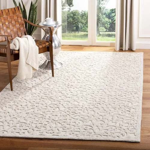 Vista 6 de SAFAVIEH Trace Collection - Alfombra decorativa de 2 x 3 pies, marrón y marfil, lana hecha a mano, ideal para zonas de alto tráfico en entrada, sala