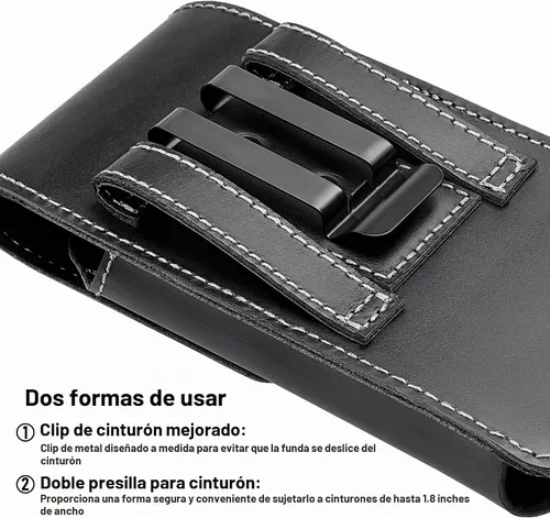 Vista 5 de ykooe Funda de cuero genuino para teléfono compatible con iPhone 16/15/14/13/12 Pro Max & Plus, 17 modelos Air, Galaxy S24/S23/S21 FE - Clip