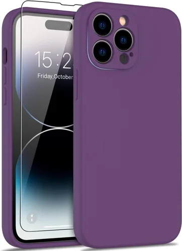 Vista 22 de DEENAKIN Funda compatible con iPhone 14 Plus con protector de pantalla, funda mejorada para cámara, goma de gel de silicona suave probada contra