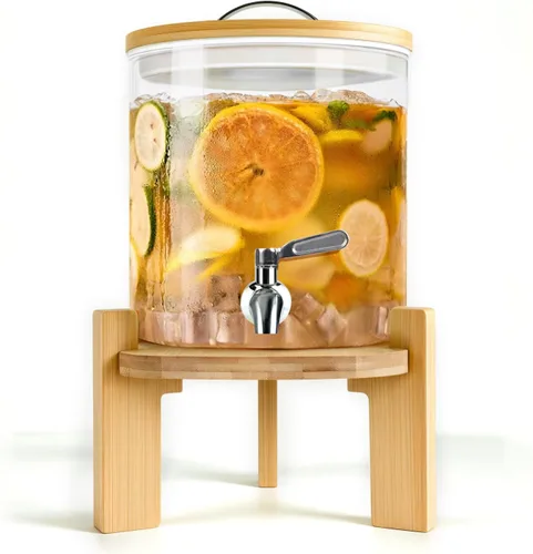 Vista 8 de Dispensador de bebidas de 2.9 galones, dispensador de bebidas de vidrio con soporte, dispensadores de bebidas para fiestas, dispensador de bebidas