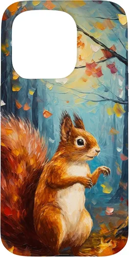 Vista 14 de Starry Night Squirrel Autumn Falling Leaves Van Gogh Style Case for iPhone 16