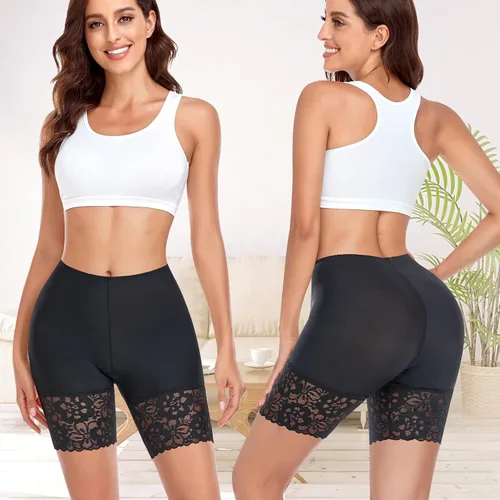 Vista 2 de Pantalones cortos para debajo de los vestidos, ropa interior antirozaduras, sin costuras, pantalones cortos de encaje debajo de los pantalones cortos
