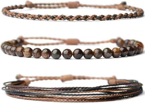 Vista 28 de Pulsera curativa hecha a mano con cuentas de piedra natural, regalo para hombres, pulsera de cuerda ajustable