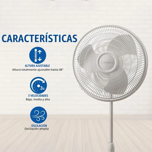 Vista 3 de Lasko Pedestal oscilante y ventiladores de soporte, blanco de 16 pulgadas y negro de 18 pulgadas
