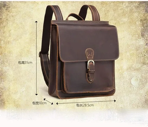 Vista 5 de WENLII - Mochila de moda hecha a mano para hombre, estilo retro, estilo universitario, bolso juvenil
