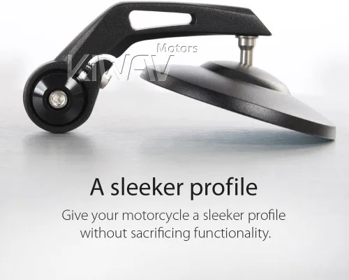 Vista 7 de KiWAV Espejos de extremo de barra de motocicleta Bob negro compatible con manillar roscado M6