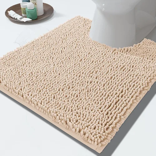 Vista 116 de Yimobra Tapetes de baño lavables, de chenilla súper suave y absorbente, para suelo y alfombra, de secado rápido, antideslizante, para bañera y Beige