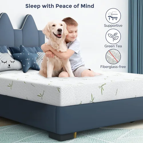 Vista 3 de IULULU Colchón individual en una caja, colchón de espuma viscoelástica de 6 pulgadas para niños, firmeza media, certificado CertiPUR-US