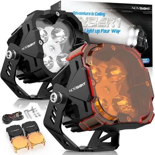 Vista 10 de NOVSIGHT Luces LED Pods Luces de Conducción - 2'' con 8 Modos de Luz 2 Tipos de Soportes, Impermeable Fuera de Carretera LED Light Pod