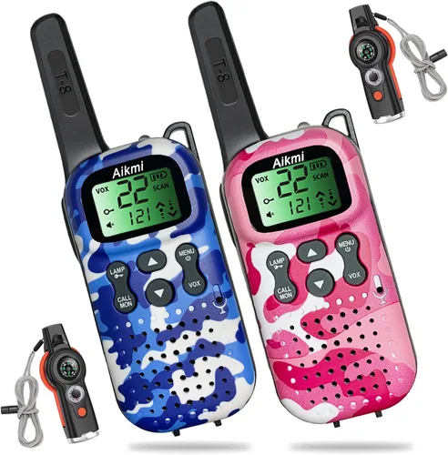 Vista 9 de Juguetes para niños Walkie Talkies para niños de 5, 6, 7, 8 años, juego de simulación, policía, militar, caza de espías, campamento, juguetes al Azul
