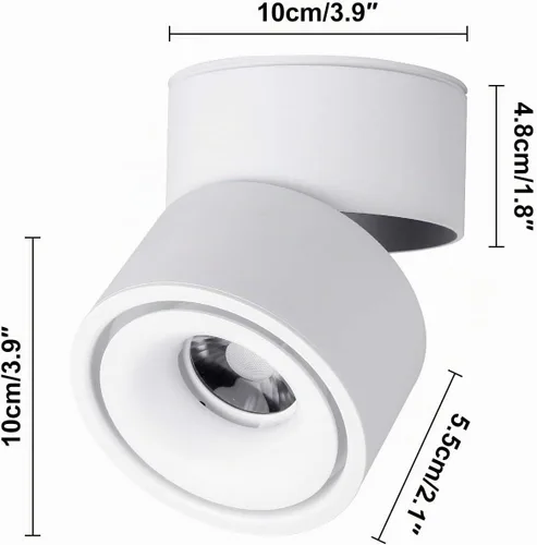 Vista 8 de Foco LED de Techo - Luz de Pared Downlight de Techo Ajustable 360° Iluminación LED COB Lámpara de Pared o Luz Puntual Blanco Frío 6000K / Blanco