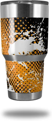 Vista 9 de Vinilo Wrap para Yeti Rambler vaso – 30 oz Halftone Splatter, rosado, azul (Blue Hot Pink)