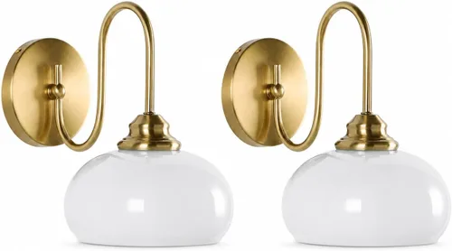 Vista 10 de KCO Lighting Aplique de Pared Rosa Dorado Cepillado Accesorios de Luz para Baño Lámpara de Pared de Globo de Vidrio Aplique de Pared Moderno