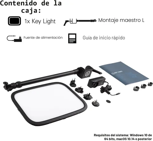 Vista 8 de Elgato Key Light - Luz de estudio profesional de 2800 lúmenes con abrazadera de escritorio para streaming, grabación y videoconferencia, temperatura