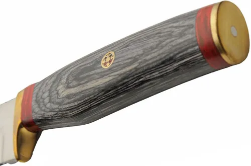 Vista 3 de SZCO - Cuchillo de caza de espiga completa de 7.25 pulgadas, cuchillo de bolsillo negro con hoja de acero inoxidable, mango de madera y funda