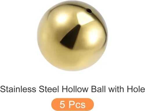 Vista 5 de METALLIXITY Bolas huecas (1.969 in/1.97 pulgadas), 5 unidades, esferas de acero inoxidable con agujero, para escalera de pasamanos, jardín en casa