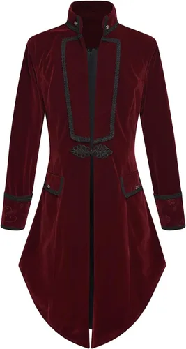 Vista 2 de Chaqueta pirata estilo gótico victoriano vintage para mujer, abrigo largo steampunk