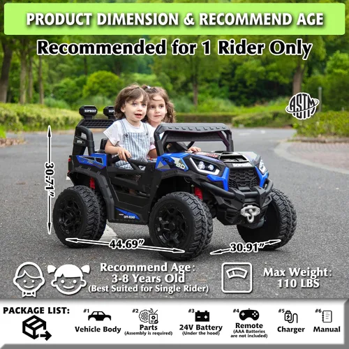 Vista 2 de Sopbost vehículo utilitario 24 V premium 4x4 con control remoto para niños, camión eléctrico todoterreno con neumáticos de goma EVA, cambio entre