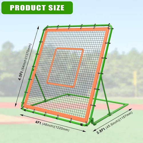 Vista 8 de KingDolly Heavy-Duty Baseball Rebounder Net 4x4.5FT, Foldable Design, Pitch Back Net with 10 Adjustable Angles for Solo Practice, Baseball Bounce
