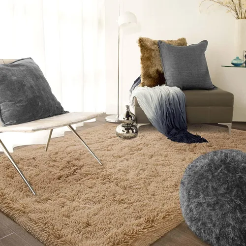 Vista 3 de Ompaa Alfombra Esponjosa, Alfombras de Área Súper Suaves y Peludas para Dormitorio y Sala de Estar - 6' x 9' Alfombra Grande de Felpa Peluda Shag