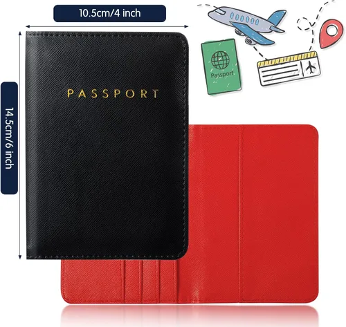 Vista 2 de 2 piezas de funda de pasaporte para viaje, impermeable, de cuero, cartera, libro de viaje, artículos esenciales para crucero para mujeres y hombres