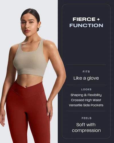 Vista 59 de Aoxjox Trinity - Pantalones de yoga de cintura alta con bolsillos para mujer, control de abdomen, cintura cruzada, leggings de entrenamiento suaves