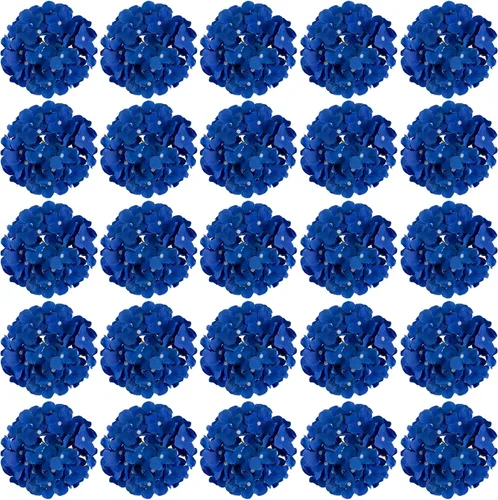 Vista 17 de FagusHome 30 piezas de cabezas de hortensias artificiales de seda, cabezas y tallos de hortensias artificiales para decoración del hogar y boda Azul