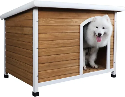 Vista 11 de Petsfit - casetas cuchas de madera para perros pequeños, medianos y perros grandes, resistente a la intemperie para perros, con patas elevadas.