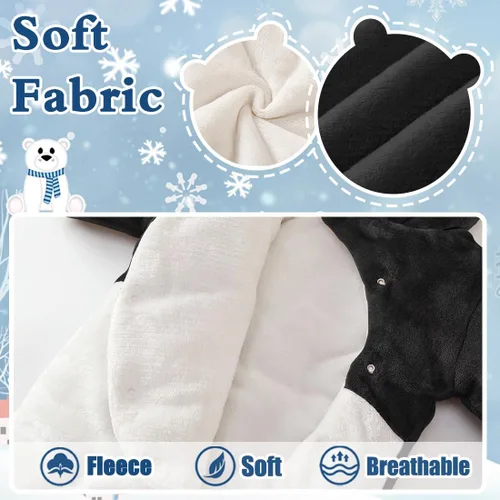 Vista 5 de Fairy Baby Traje de nieve para bebé recién nacido, oso enterizo, abrigo cálido de invierno para niñas y niños de 0 a 18 meses