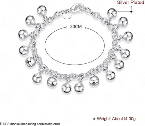 Vista 3 de LRGKMCWTOB 925 plata esterlina joyería de plata popular joyería de plata joyería de moda pulsera de cadena de campana ajustable pulsera señoras
