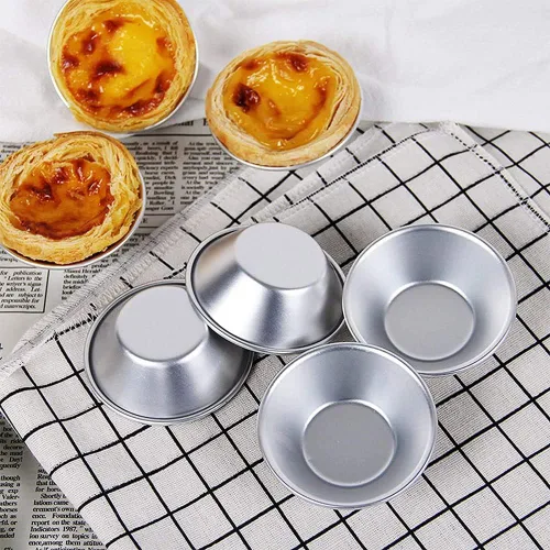 Vista 5 de 10 moldes para tarta de huevo, molde de acero inoxidable para hornear cupcakes, moldes de postre reutilizables para la cocina del hogar (S)