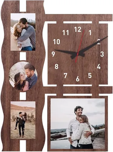Vista 9 de Marco de fotos para parejas, reloj de pared personalizado con nombre de foto, sala de estar, dormitorio, collage para colgar en la pared, foto