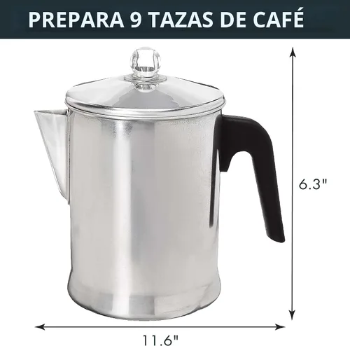 Vista 5 de Primula Today Cafetera de aluminio para percolación en la estufa, duradera, para preparar café en la estufa, 9 tazas, plateado
