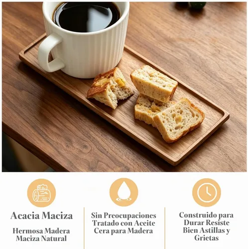 Vista 6 de Vandroop Mini plato de madera para servir, bandeja pequeña de madera