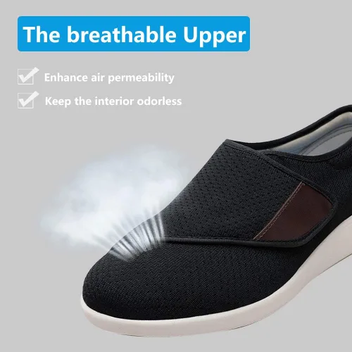 Vista 5 de Zapatos para diabéticos elegantes para mujer con soporte de arco, ancho extra ancho, para caminar, edema, correa ajustable, fácil de poner y quitar